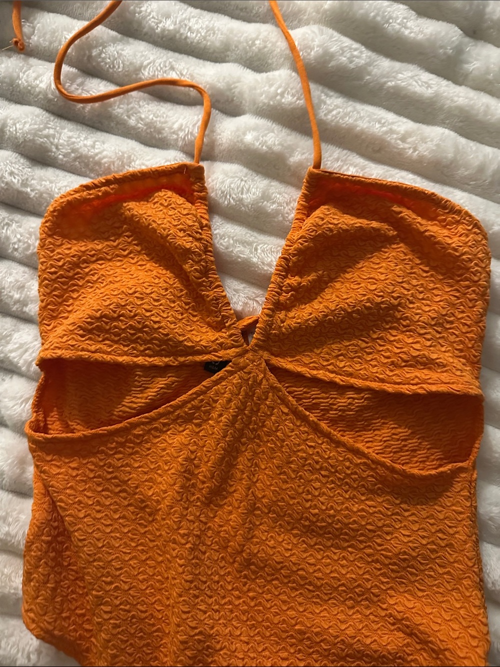 H&M Vibrant Orange Textured Bodysuit